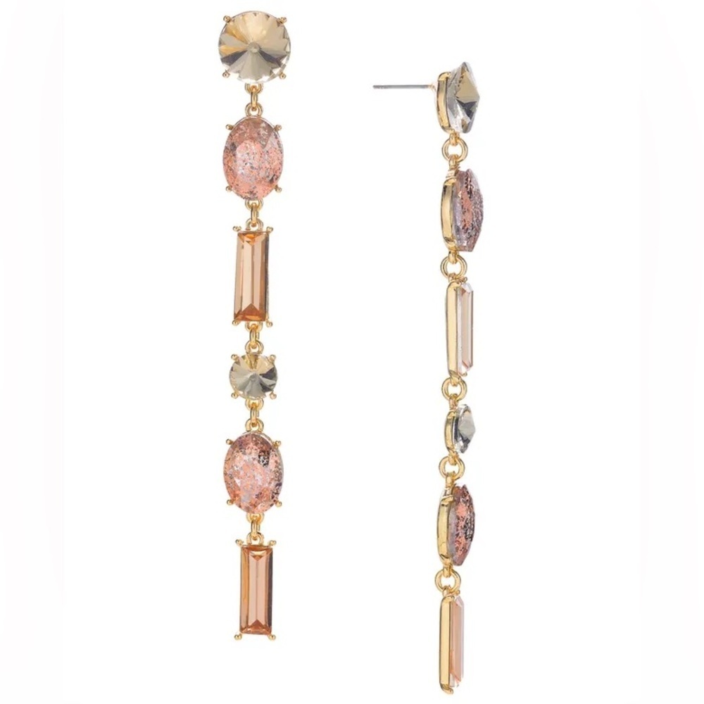 NWT  Gold-Tone Mixed Stone Linear Drop Earrings